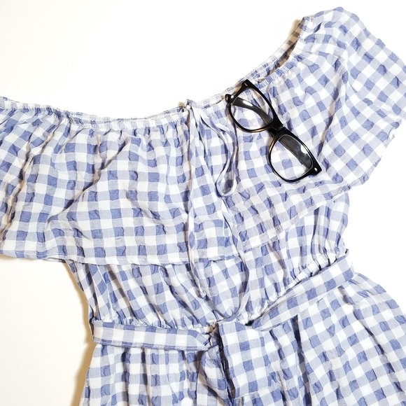 NWT 11•1•Tyhlo Kinsey Gingham Off Shoulder Dress - Picture 4 of 8